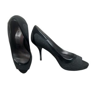 Marc Fisher Black & Gray Checkered Stiletto Office Heels